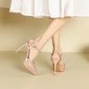 Fashion 2024 New Pointed Toe Sequined Cloth Sandals Woman Top Sale Thin High Heels Dress Shoes Buckle Ladies Summer Shoes