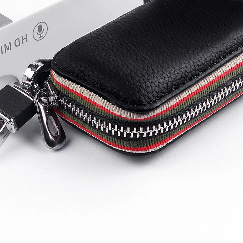 Luxury Retro Leather Texture Car Key Bag Storage Horseshoe Buckle Key Chain Bag Car Accessorie For Mitsubishi Ralliart Lancer EX
