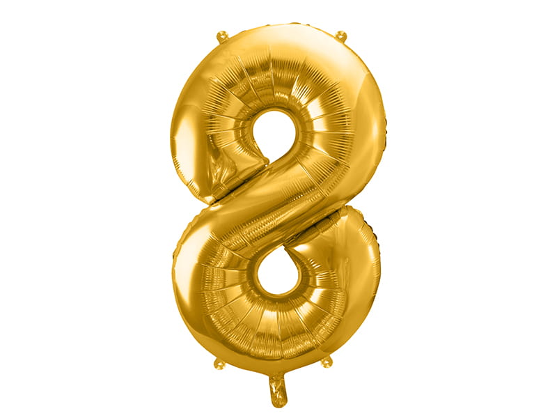 Balon Foliowy Cyfra "8" Złoty 86 Cm
