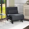 3 In 1 Sofa Bed With Adjustable Backrest And Cushion Made Of Linen Effect Fabric And Steel Dark Gray