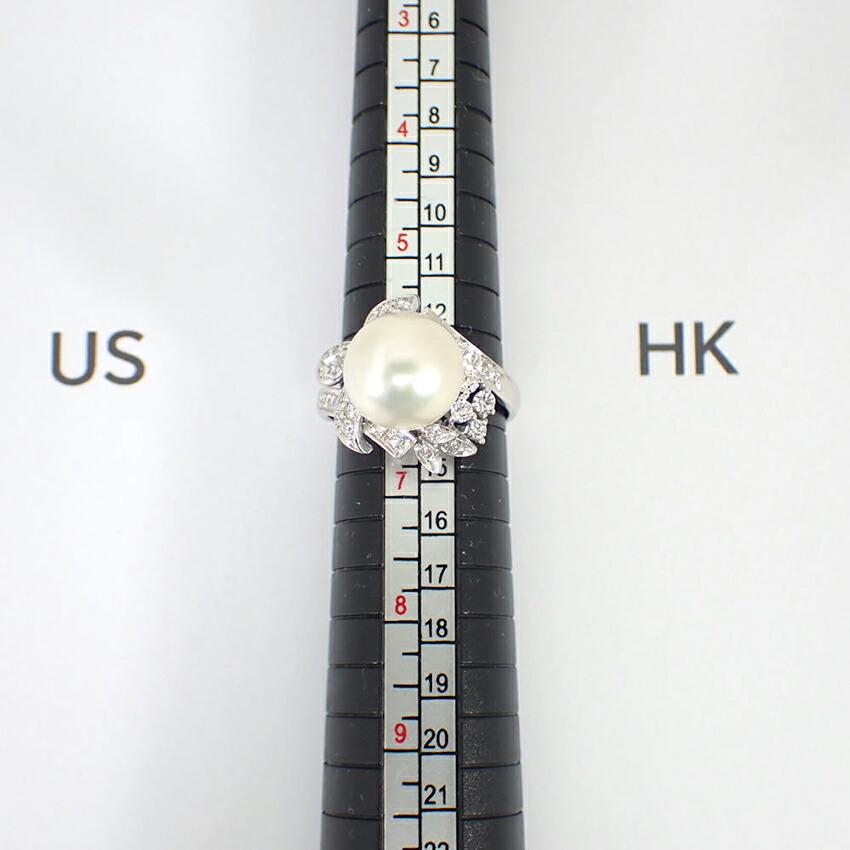 [Использовано] Pt900 Южноморский белый жемчуг (Белый жемчуг) Кольцо с бриллиантом/Нет. 12/г438-61