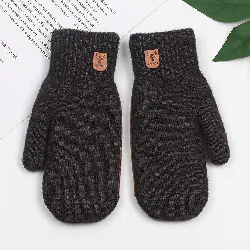 Мужские теплые зимние перчатки из бархата и хлопка для езды на велосипеде. Ветрозащитный, утолщенный шерстяной трикотаж. Корейский стиль. Сумка в комплекте.