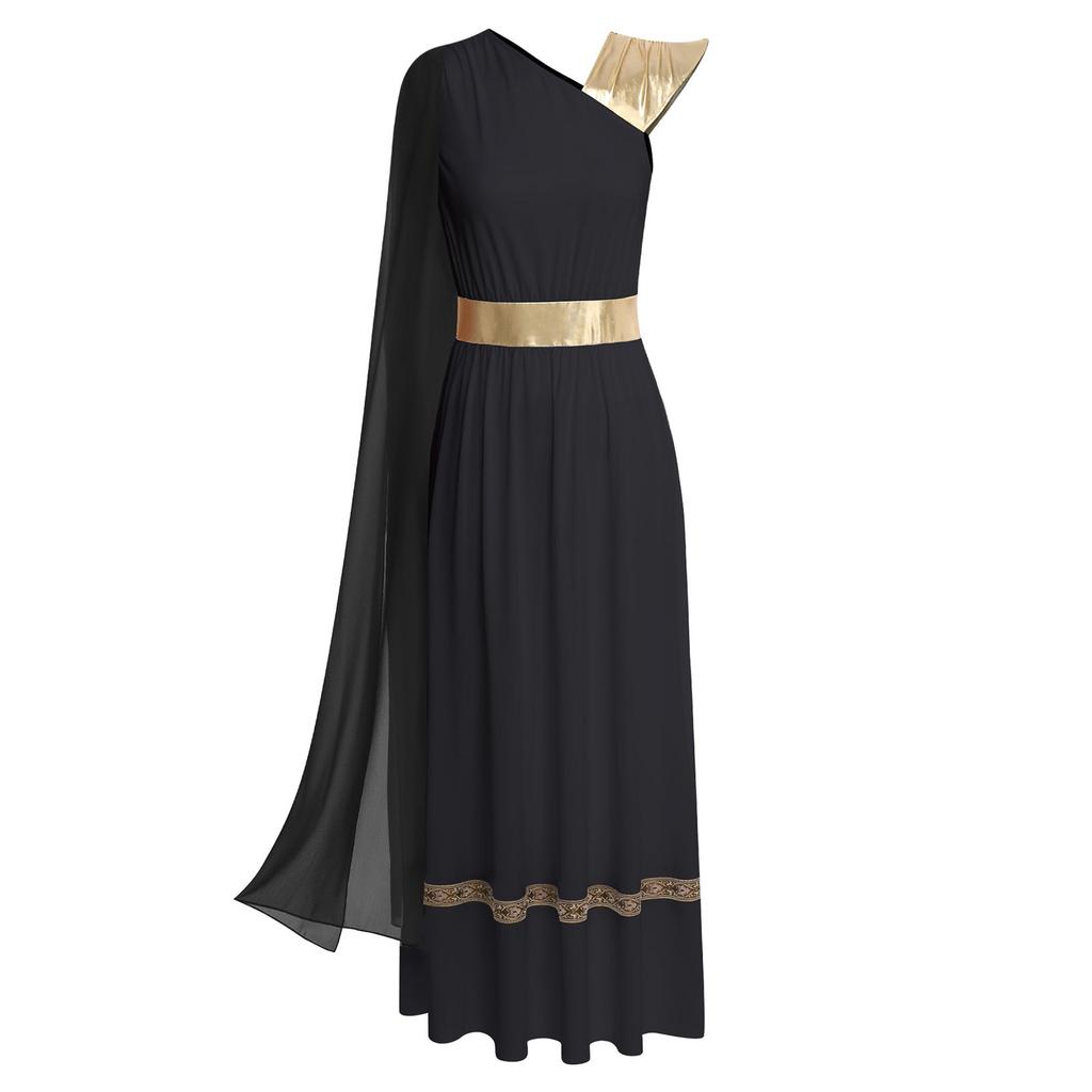 Женский костюм древнегреческий без рукавов туника с высокой талией платье золотая римская императрица тога платье для Хэллоуина