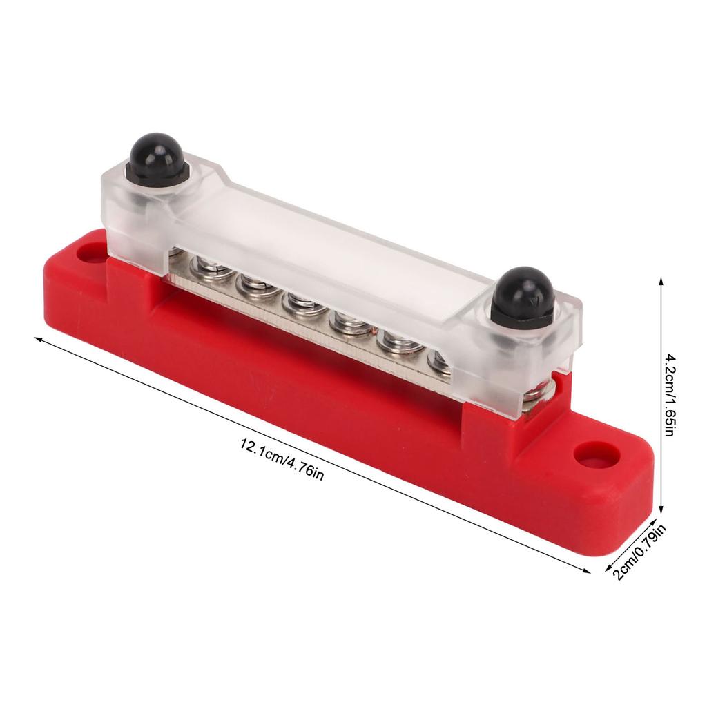 48V 150A 6 Terminal Bus Bar Power Distribution Block with Cover M6 Studs M4 Screws for Car RV Marine Boat