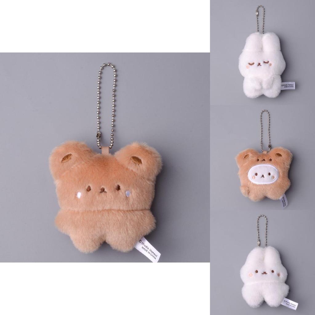 Soft Plush Bunny And Bear Keychain Toy With Pp Cotton Filling For Kids Gift