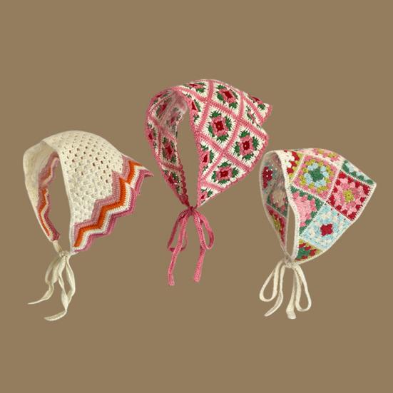 Повязка на голову во французском стиле в стиле бохо, вязаная крючком цветочная треугольная косынка на шнуровке, бандана в стиле Хэллоуина