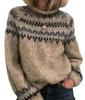 Women's 2026 Retro Color Block Knitwear: Long Sleeve, Comfortable, Versatile Round Neck Sweater