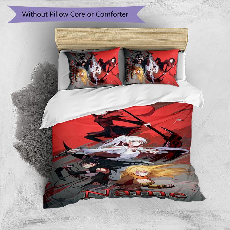 3pcs Custom Name RWBY Volume Bedding Set Duvet Cover Closure Includes 1 Duvet Cover & 2 Pillowcases for All Seasons Bedroom Decor