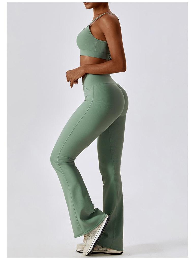 Комплект для йоги с высокой талией и перекрестным дизайном на спине - быстросохнущий, облегающий фитнес-костюм 8333