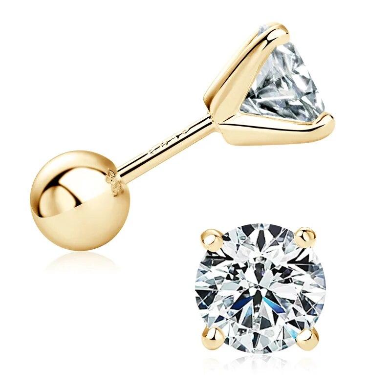 Сверкающие серьги с муассанитом 1 карат, 6,5 мм, завинчивающиеся для женщин и мужчин, серьги из стерлингового серебра S925 с бриллиантами, 4 зубца, ювелирные украшения