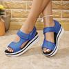 2025 Summer New Arrival Plus Size Chunky Sole Mule-Style Velcro Beach Sandals for Women - Casual Comfortable Women's
