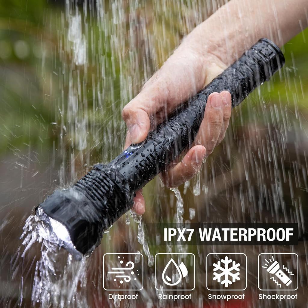 Kmivo Rechargeable LED Flashlight, 990,000 High Lumens Bright Flashlight with 8 Modes & COB Side Light, IPX7 Waterproof Handheld Flash Light for