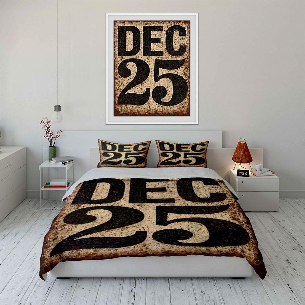 "DEC 25 bold typography." Bedding sets Duvet cover sets Duvet covers Pillowcases(1 * Duvet Cover 2 * Pillowcases without duvet insert)