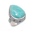 Амазонит Ручной работы Ювелирное изделие из стерлингового серебра 925 пробы Кольцо Размер 8 a8T39