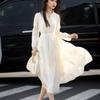 Новое французское богемное отпускное женское облегающее белое большое спортивное платье на весну