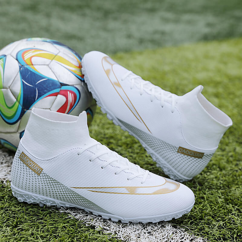 Футбольные бутсы высокие с шипами для искусственного газона кожаные для ног мужские и женские шипы для соревнований студенческие тренировочные бутсы цельные 2025