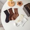 1 Pair Kids Girl Sock Simplicity Solid Color Calf Sock for Toddler Girls Spring Summer Frilly Cotton Sock for Children Girls