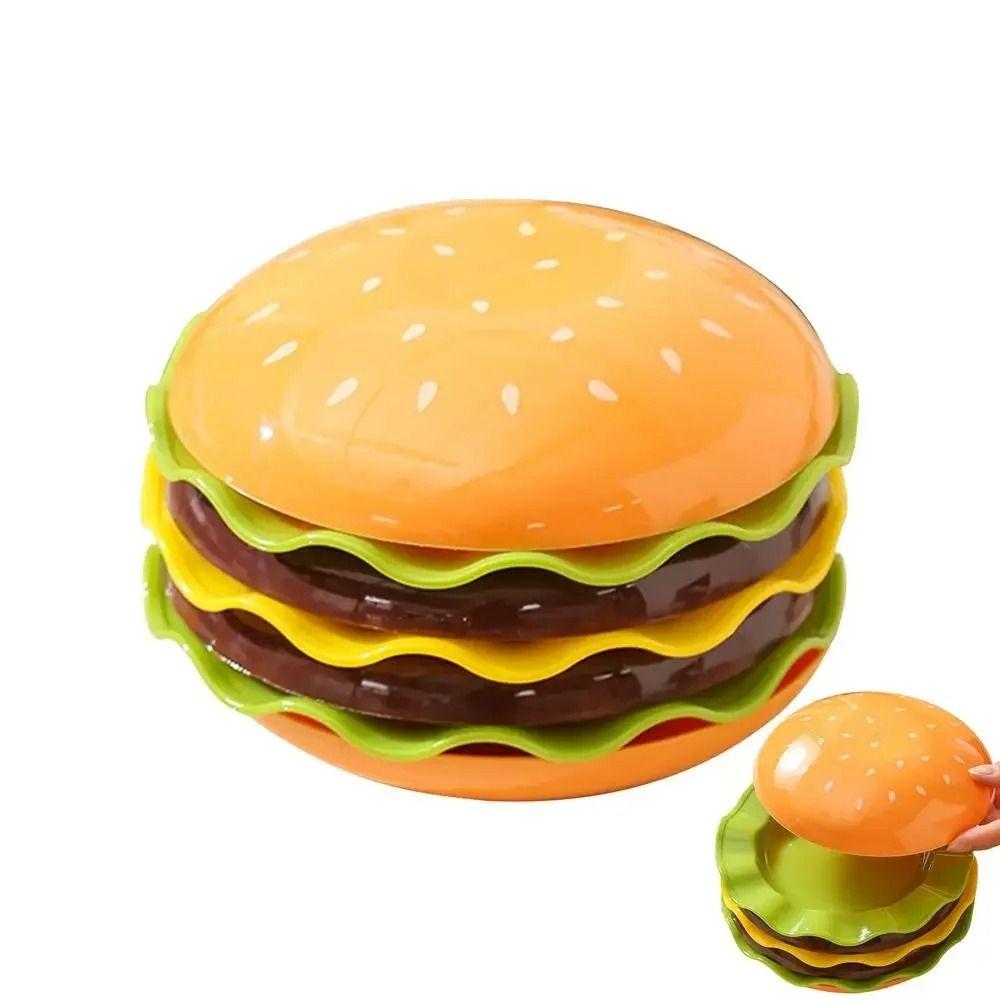 Plastic Mini Dinner Plate Burger-Shaped Dinnerware Set Stackable Hamburger Plate Set Table Decor