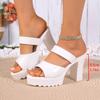 Женские mules на платформе с массивным каблуком Супервысокие каблуки Сексуальные уличные шлепанцы Нескользящие сандалии с открытым носком для женщин