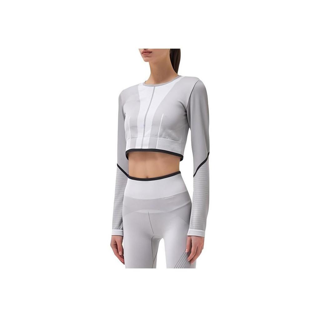 adidas Укороченный топ с длинным рукавом Stella McCartney TrueStrength Серый HR4511