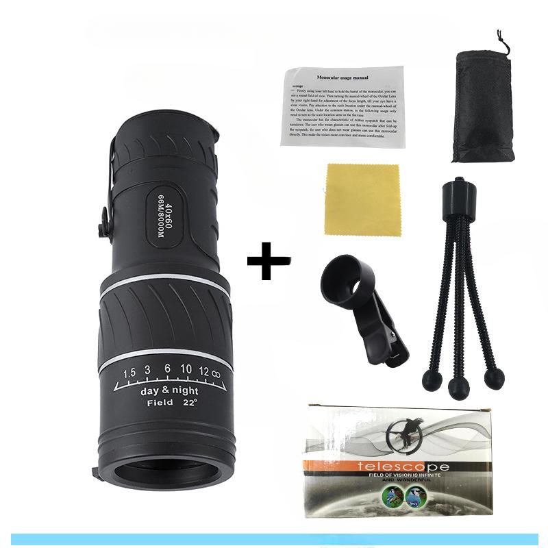 Монокуляр высокой четкости 40x60 с низким освещением и ночным видением, адаптер для мобильного телефона, уличные очки, трансграничные производители