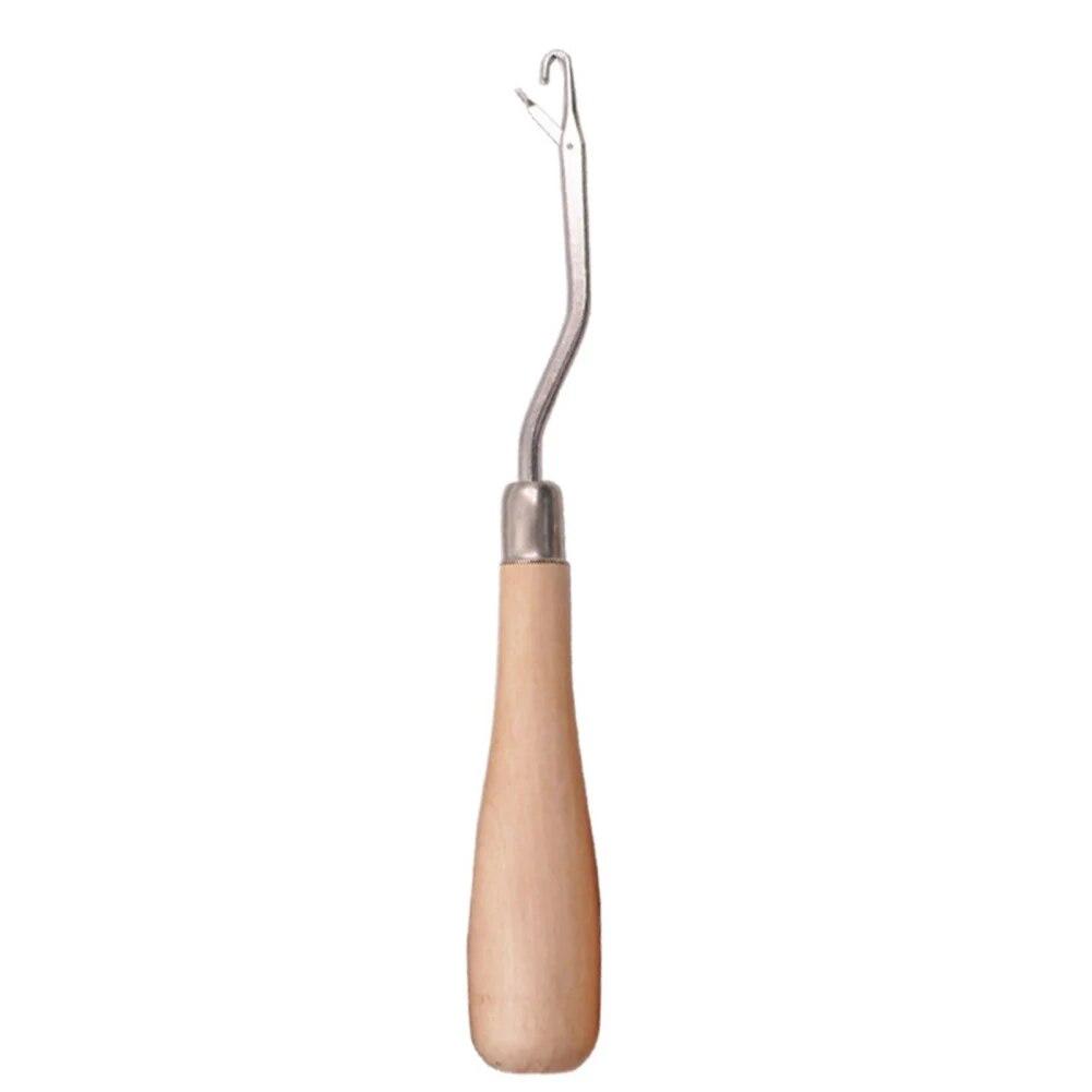 1Pcs Wooden Bent Latch Hook Latch Crochet Needle Hook Hair Extension Weave Needle Carpets Making Repair Craft Decor Tools
