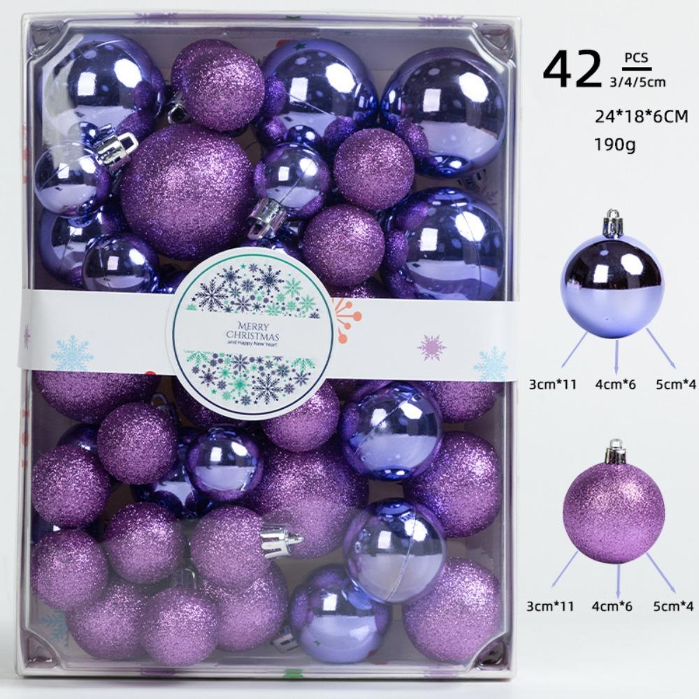 42PCS Plastic Christmas Ball Set 7 Colors Xmas Baubles High-quality Xmas Ornament Ball Home