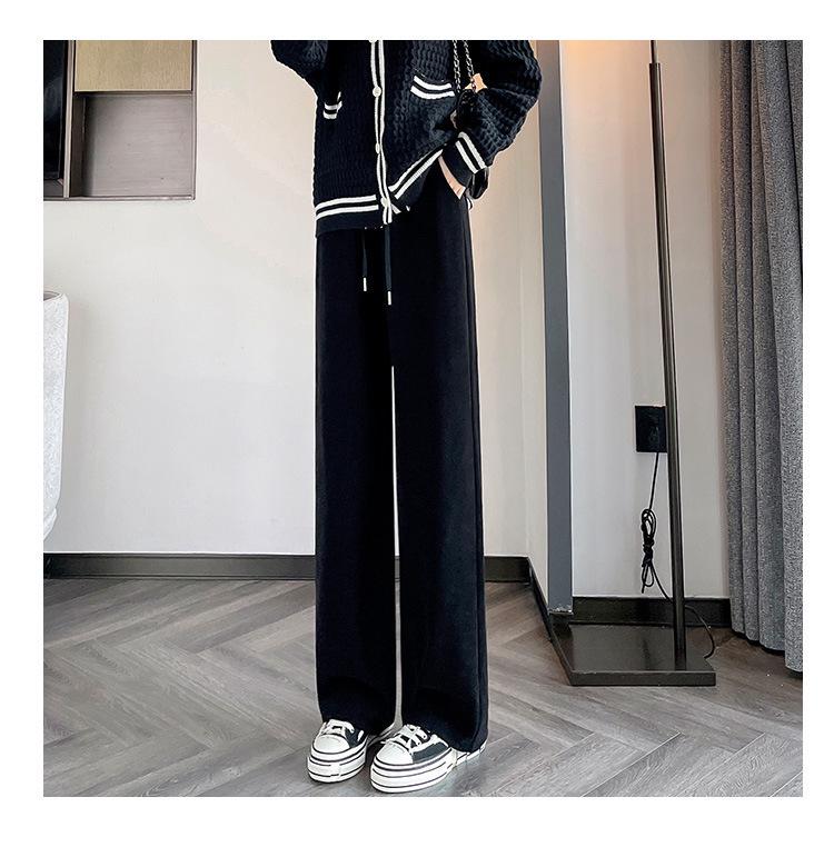 Большой размер 200 цзинь Шениль Широкие брюки с высокой талией, стройнящие, свободные, повседневные для женщин - Весна и Осень