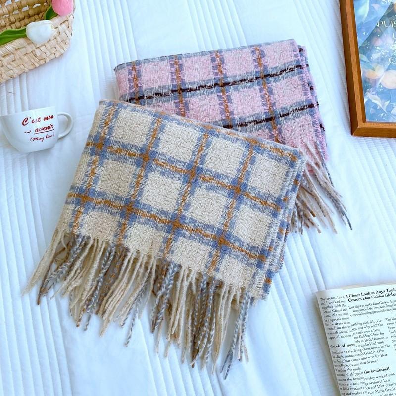 New winter scarf plaid imitation cashmere fringed Korean version versatile thickened warm shawl British student scarf