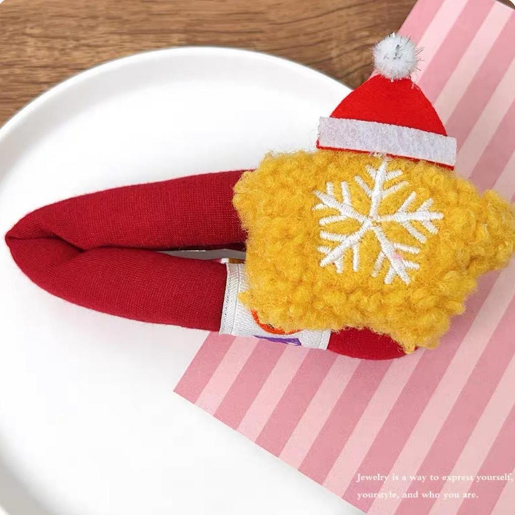 Рождественская утолщенная плюшевая заколка для волос BB для женщин - Милые, Большие, Декоративные аксессуары