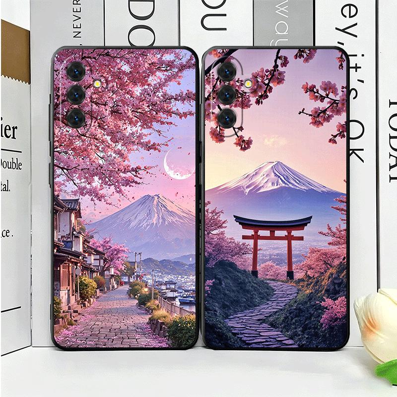 Японский Розовый Вишневый Гора Фудзи Мягкий Чехол для Телефона для Samsung A17 A37 A57 A16 A26 A36 A56 A15 A25 A35 A55 A14 A24 A34 A54 A13 A23