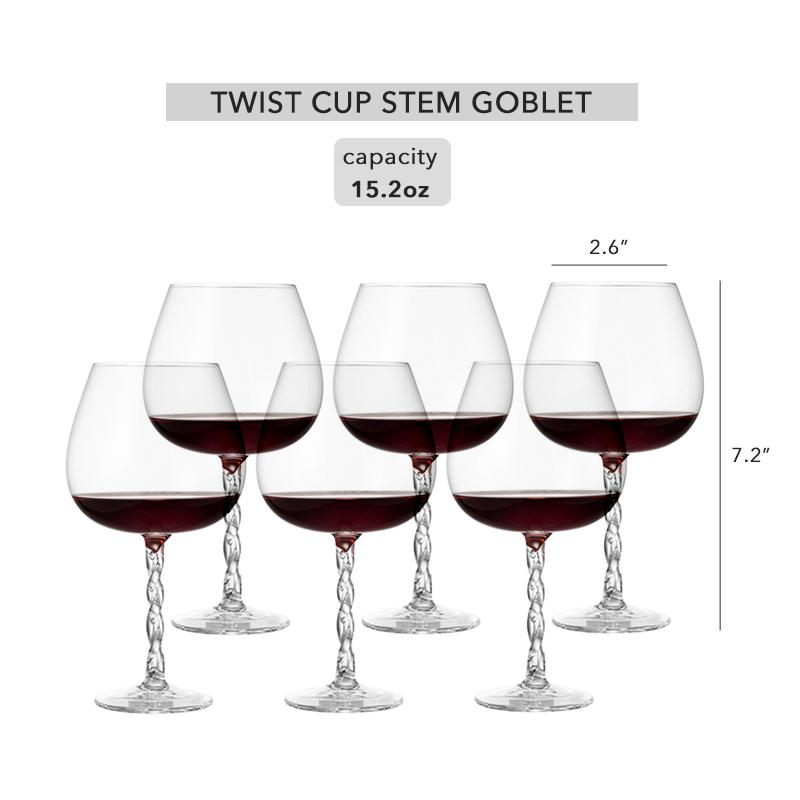 Бокал Twist Cup Stem, ультратонкий, бокал для красного вина, дегустационный, ручной работы, хрустальный бокал для вина без свинца, уникальный подарок на свадьбу