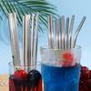 5/10pcs Stainless Steel Straw Silver Reusable Food Grade Beverage Juice Bend Drinking Straw Household Kitchen Tool Easy To Clean