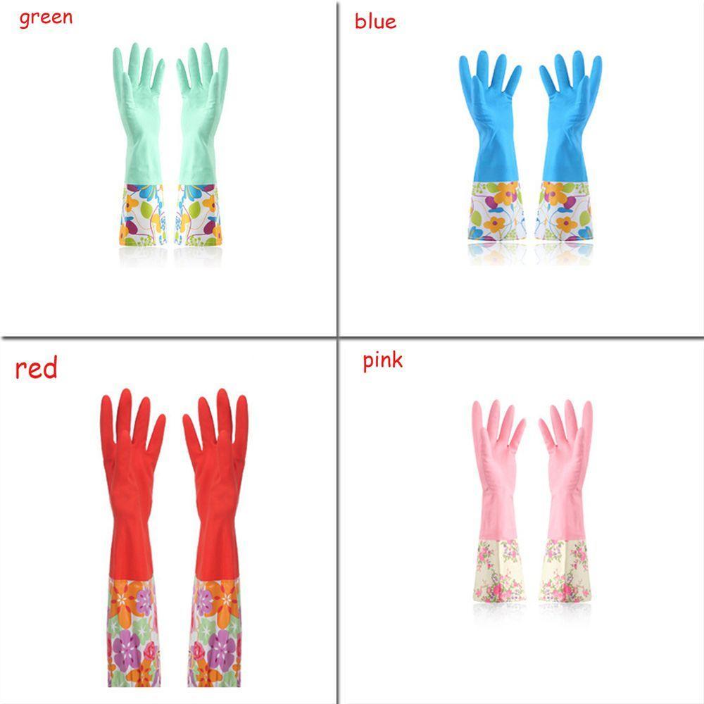 1 Pair Fashion Household Winter Waterproof Rubber Mittens Cleaning Dust Dishwashing Glove