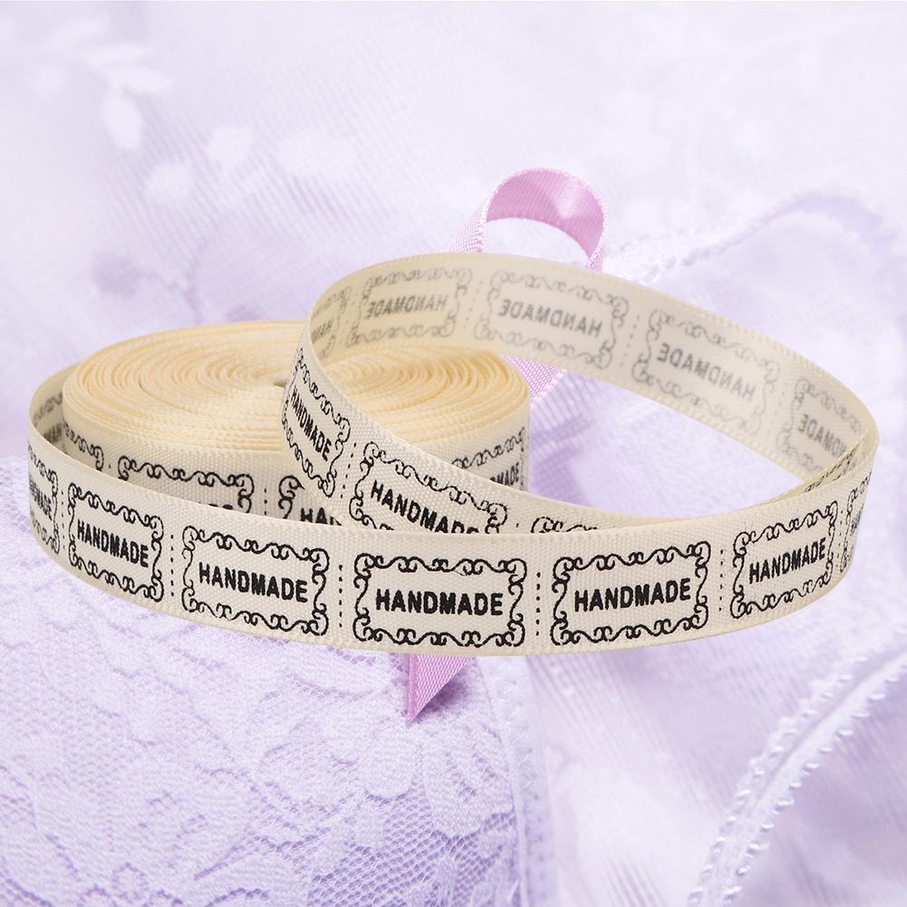 1PCS 10 Yards 1.3cm English Words Printed Ribbon DIY Handmade Wrap Belt for Party (beige)