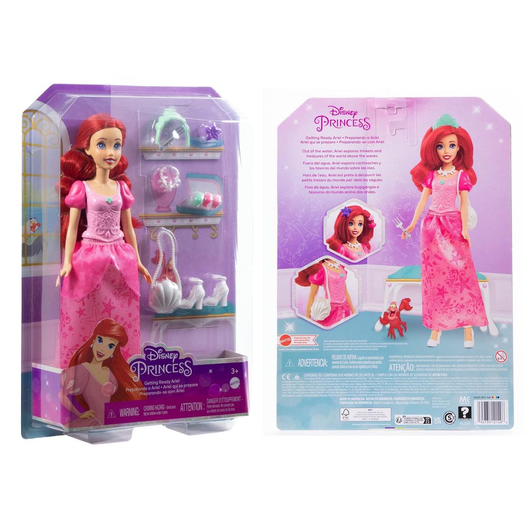MATTEL Принцесса Ариэль Розовая Годы и HLX34 Disney/Disney (Платье с оборками) [Кукла-одевалка/Игровой набор] [Аксессуары включены] [3 Up]