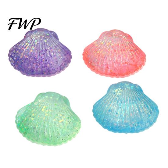 Stress Relief Gadget Mini Glitter Shell Squeeze Toy, Sugar Ball Fidget Soft Stretchy Transparent Ocean Sensory Toy Decompression