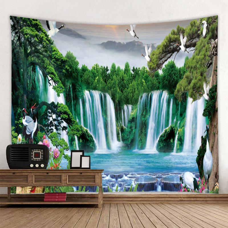 Настенный Гобелен в стиле бохо Мандала, настенный художник, домашний декор, гобелен, красивая природа, водопад, пейзаж, гобелен