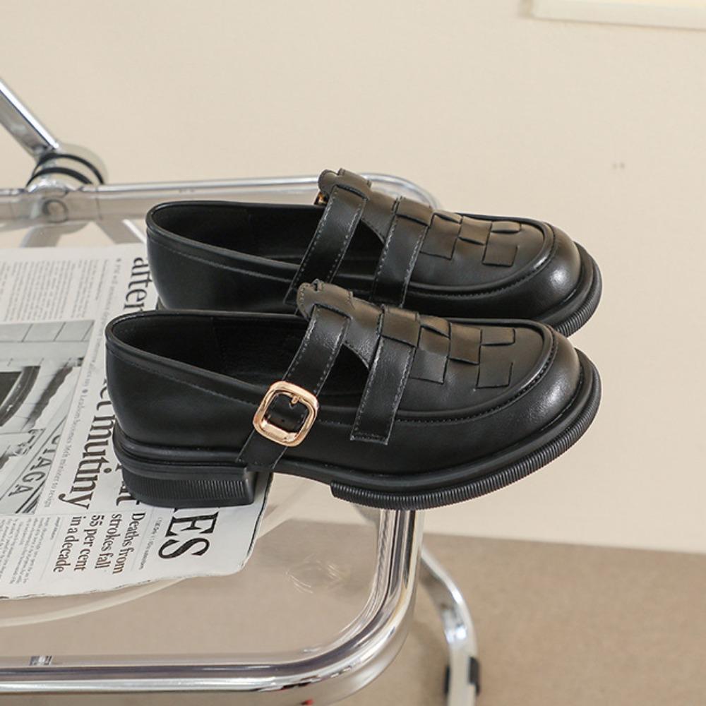 Туфли Мэри Джейн на толстой подошве, женские туфли в ретро-британском стиле, черные кожаные туфли, мягкие одинарные туфли для женщин