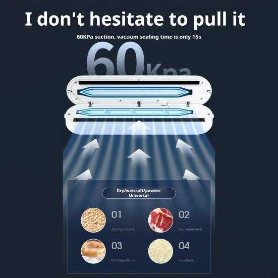 Вакуумная машина для запайки с цифровым дисплеем, функцией таймера, 2 режима запечатывания, вилка европейского стандарта, автоматический вакуумный упаковщик, кухонные принадлежности