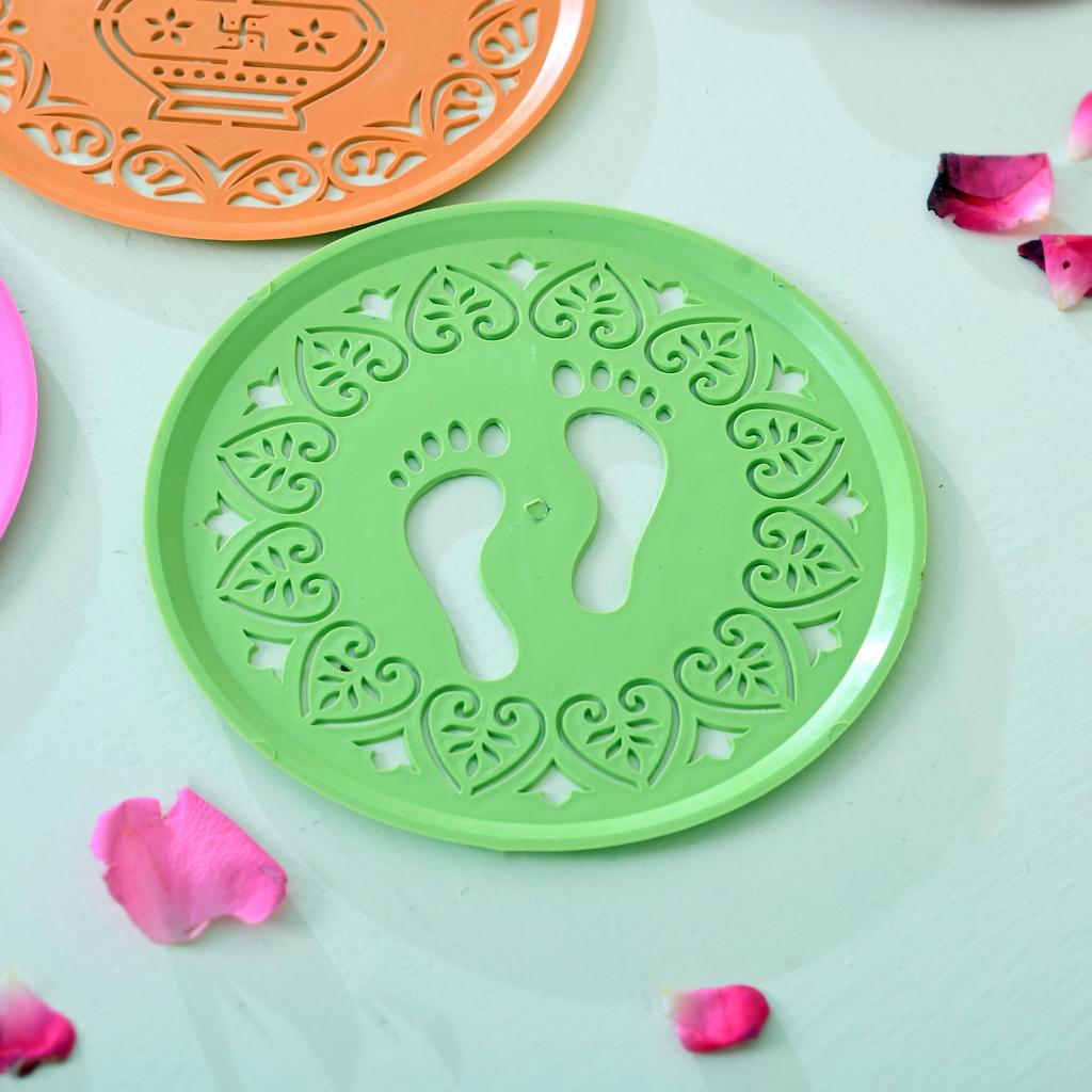 Different Design Ready to Draw Rangoli Making Stencils, Rangoli Plastic Stencils for Floor Decoration (Set of 12, Size 6 Inch)