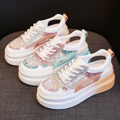 Модные низкие женские туфли на шнуровке кроссовки спортивные сетчатые дышащие высокие на платформе женские туфли спортивные качественные предложения Chic Point Hot