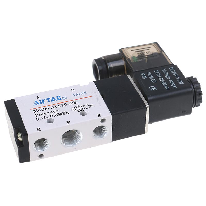 1 шт. 5-ходовой 2-позиционный 1/4'' электромагнитный клапан Airtac 4V210-08 DC24V
