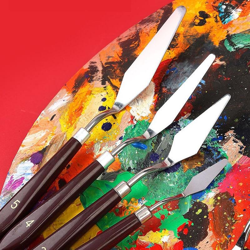 Художественный нож для масляной живописи, новый скребок для тонера из нержавеющей стали, скребок для порошковой краски, набор из 5 предметов для рукоделия