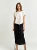 Muse Lily Side String Belted Satin Cargo Long Skirt_Black