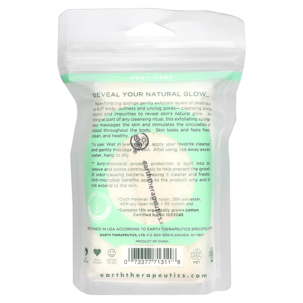 Earth Therapeutics Exfoliating Hydro Sponge, Square, 1 Sponge