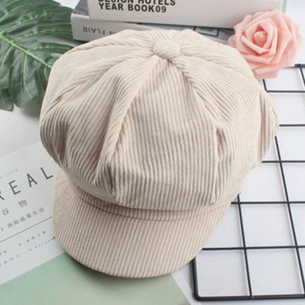 Windproof Corduroy Baseball Caps Vintage Newspaper Hat Autumn Winter Sun Cap for Women Girls
