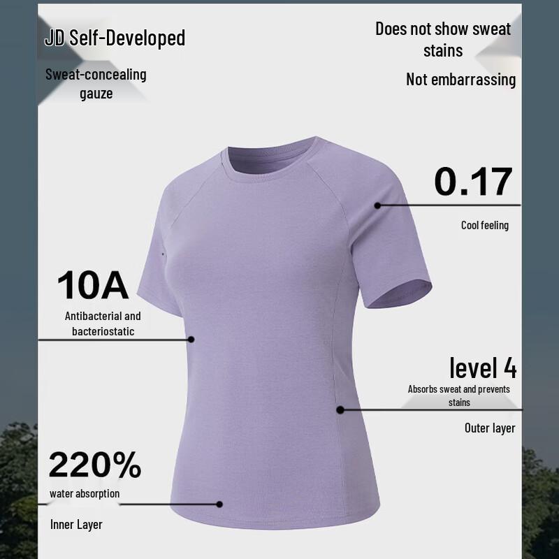 JD FASHION Женская дышащая быстросохнущая футболка с круглым вырезом