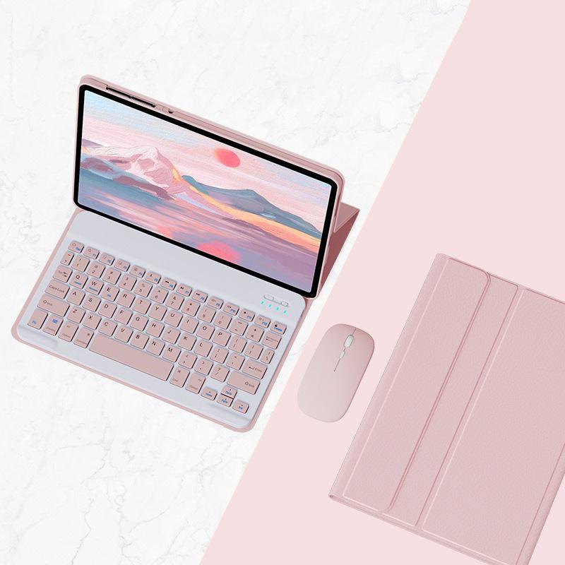 Совместимый красный чехол для планшета Xiaomi Redmi Pad SE 11 10,6" со съемной магнитной Bluetooth-клавиатурой (7 Pro) Кожаная обложка.