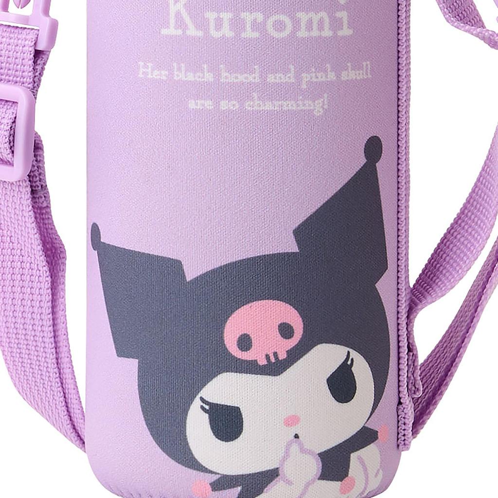 Sanrio Stainless Steel Bottle with Cold Storage Name Space One Touch Direct Drinking 091057 Cover, Kuromi, Children, Only, Capacity 470mL, Included,